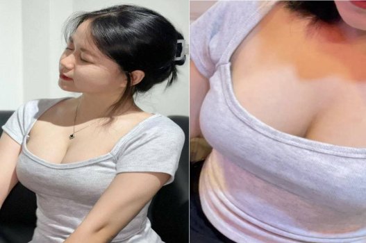 Cô gái ngực lớn được bạn trai chăm sóc tận tụy