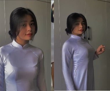 18+ - Clip nữ sinh sexy trong bộ áo dài trên giường